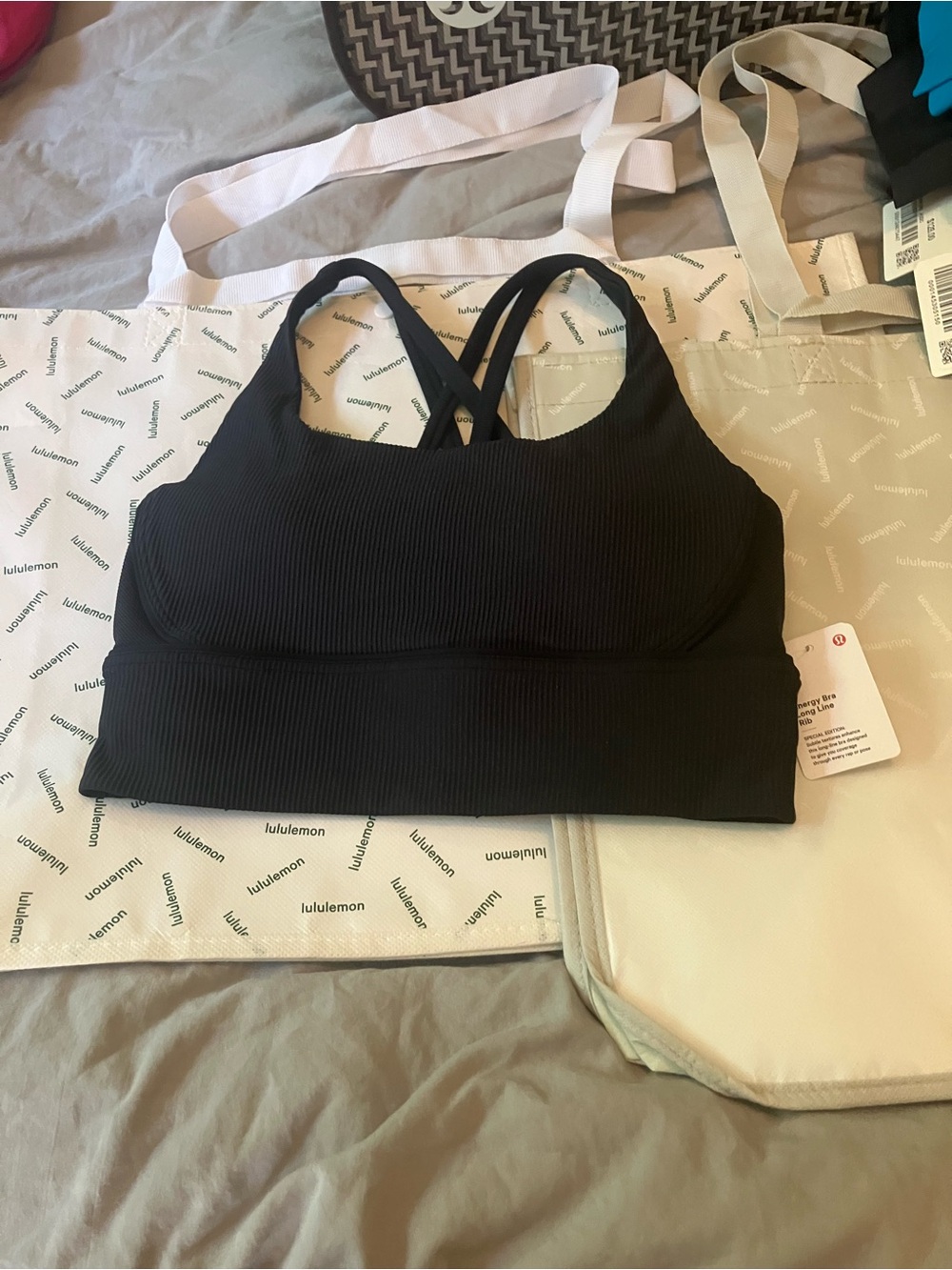 NWT Lululemon Energy Bra Long Line *Ribbed, Sz 6, BLACK